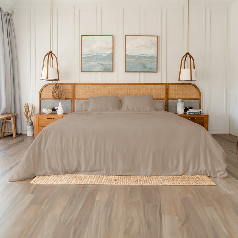 BED SET STANDARD 100% COTTON SIMPLY TAUPE - Queen