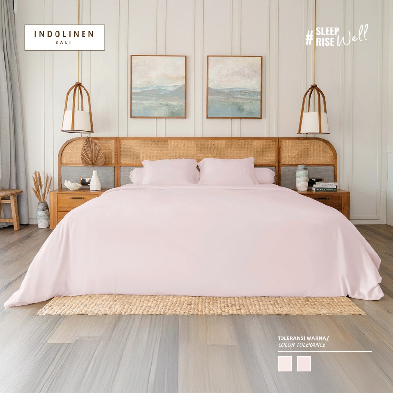 IndoLinen Bamboo Lyocell Complete Bed Sheets Set Dusty Pink