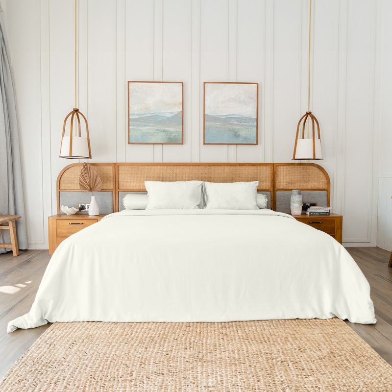 Bamboo Lyocell Complete Bed Set White - Queen