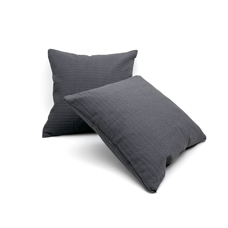 IndoLinen Set Cushion Cover Cotton Waffle Grey