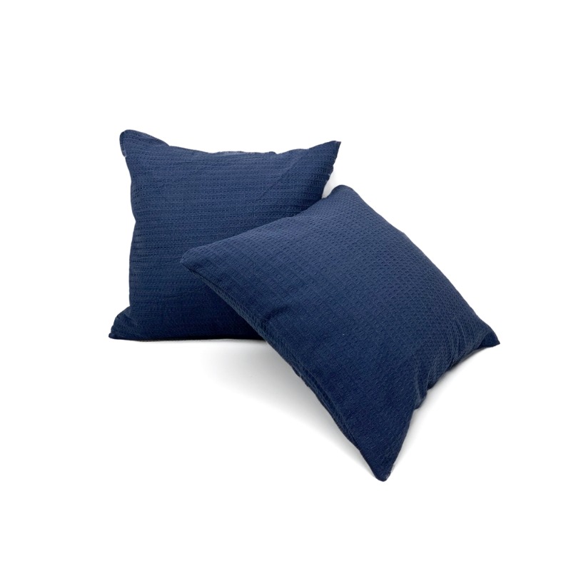 IndoLinen Set Cushion Cover Cotton Waffle Navy