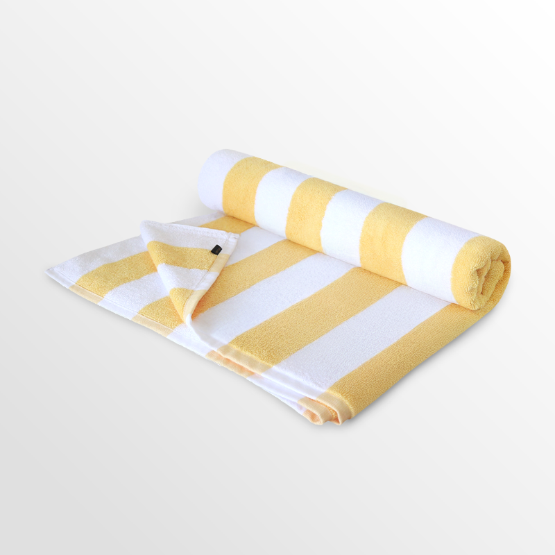 IndoLinen Pool Towel Stripe White/Yellow - 86x170cm