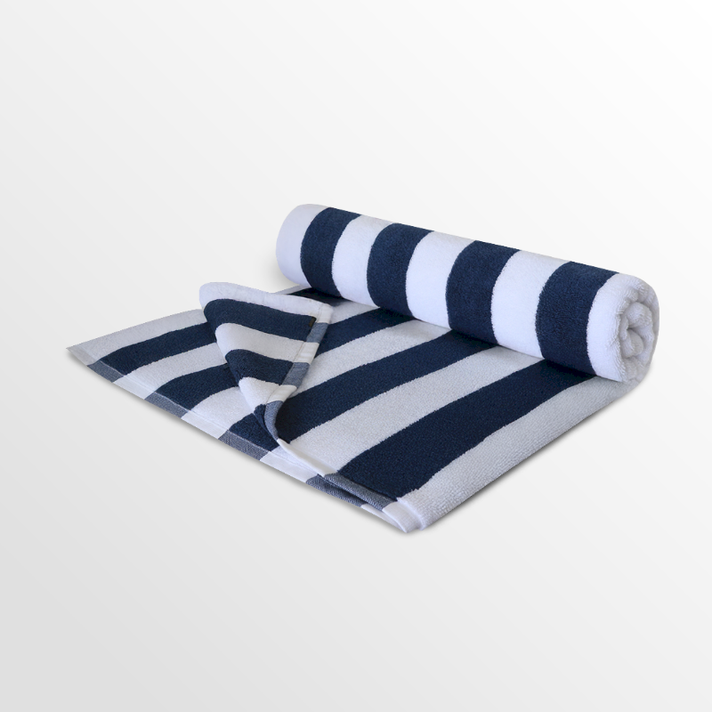 Pool Towel Stripe White/Navy Blue - 90x180cm