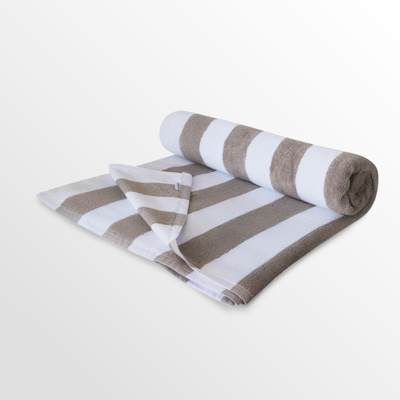 IndoLinen Pool Towel Stripe White/Beige
